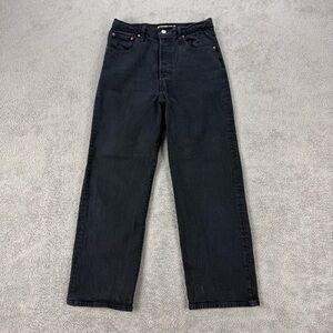 Levi's Ribcage Straight Ankle Jeans Black High Rise Button Fly Size 28